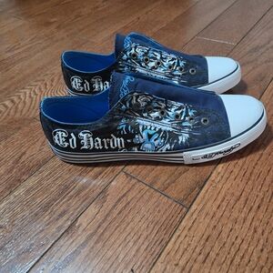 Ed Hardy Blue and Black Sneakers